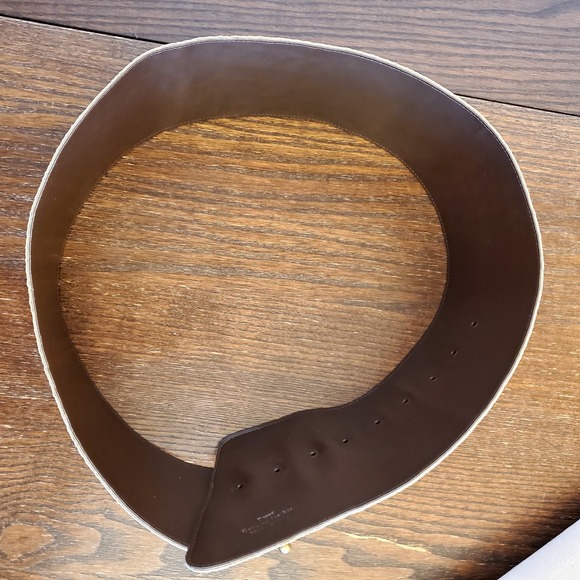 Vintage Italian Wide Leather Belt Beige Reptile Embossed D-Ring - Picture 13 of 16